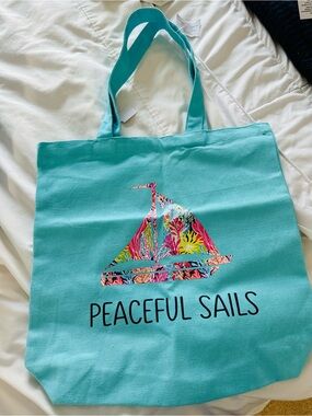 Peaceful Sails Aqua Canvas Tote Bag